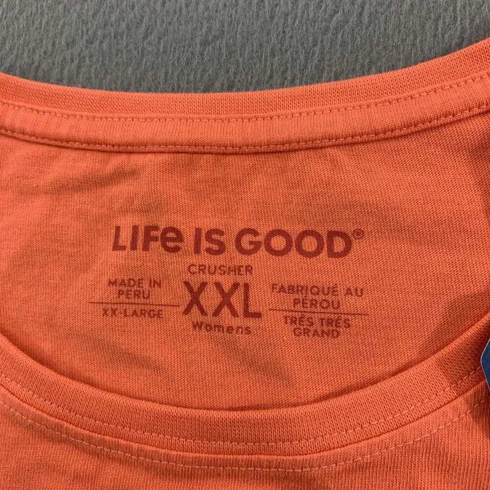 Life Is Good Shirt Womens 2XL Orange Crusher Tee Wine Glass Graphic Cotton NWT - Picture 5 of 10